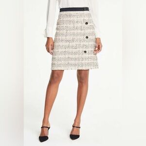 Ann Taylor Tweed Button Front Skirt
